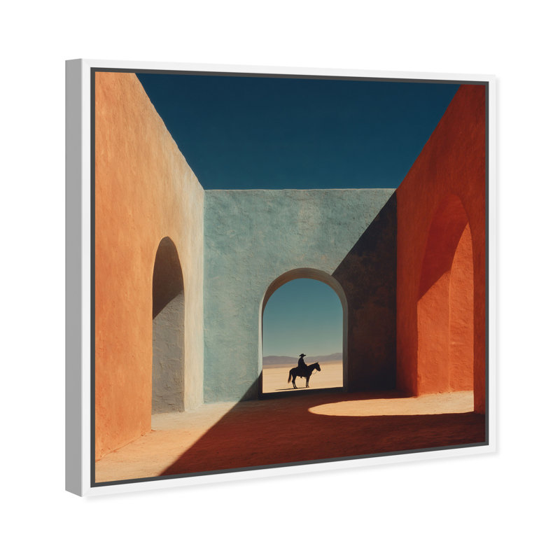 Cobalt Frontier Print by Oliver Gal, 13"H x 13"W, White Floater Frame
