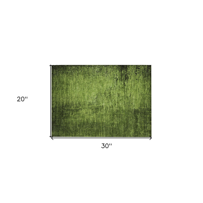 2' X 3' Green Abstract Washable Non Skid Indoor Outdoor Area Rug