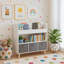 Bibliothèque pour enfants avec 3 bacs en tissu, bibliothèque pour enfants et jouets moderne, tablette de rangement pour tout-petits