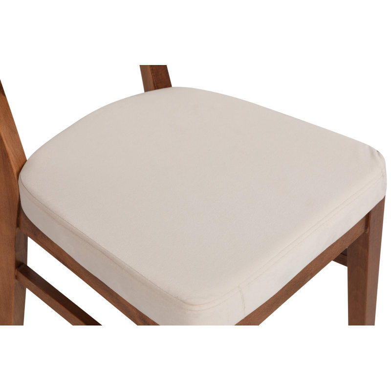 Elegant Velvet Fabric Chair Set, Walnut & Beige, 16.3 x 33.9 x 17.1 inches | 100% Wooden Frame, Seat Height: 15.4 inches, Bearing Capacity: 386 lbs | Perfect for Dining Room, Living Room, Traditional Design