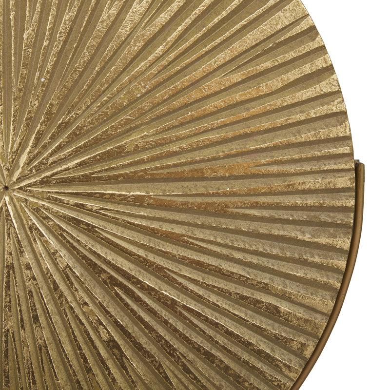 Vonny Gold Metal Carved Starburst Decorative Sculpture with metal stand, Gold, 22.85" H X 18.4" W X 4.1" D