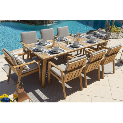 Subramanya Rectangular 8 - Person Outdoor Dining Set by Rosecliff Heights