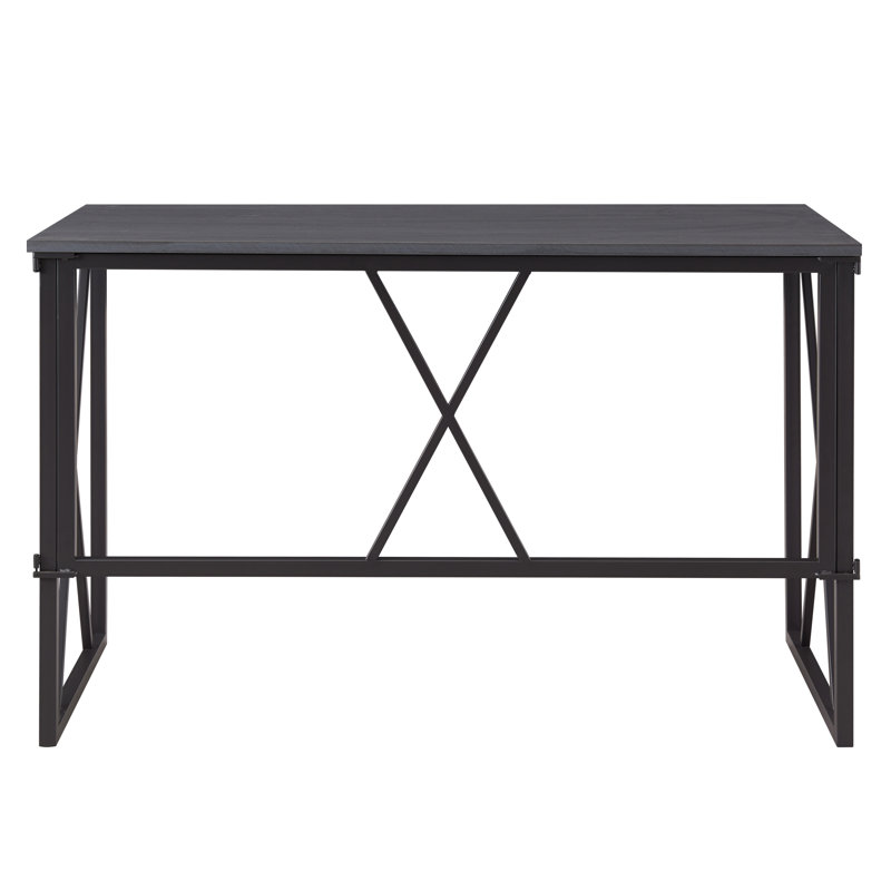 X Design Computer Desk in Weathered Wood and Satin Nickel, Matte Black