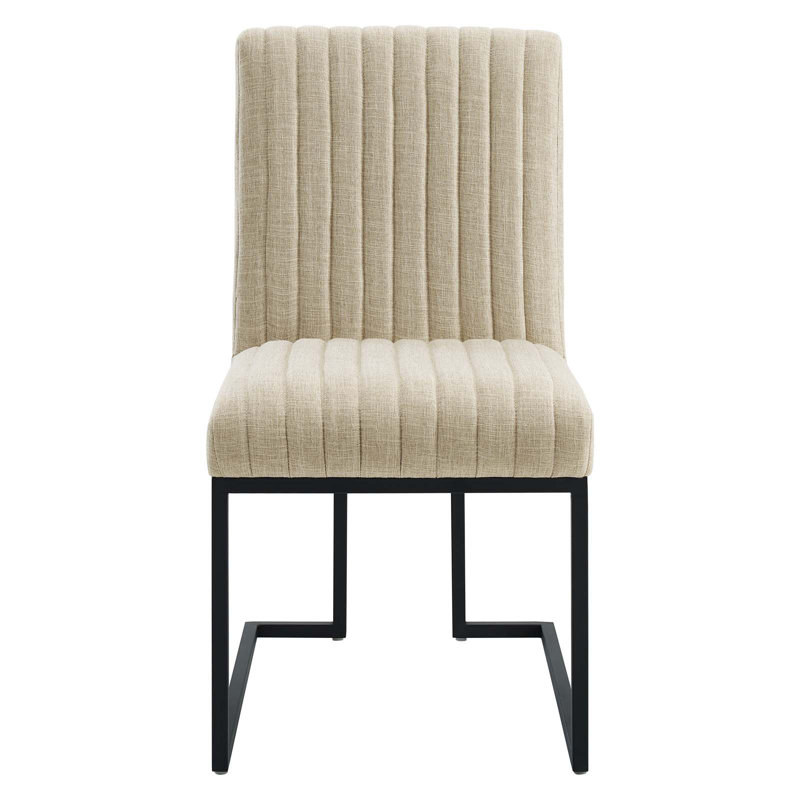 Indulge Channel Tufted Fabric Dining Chair by Modway, Beige Polyester Blend