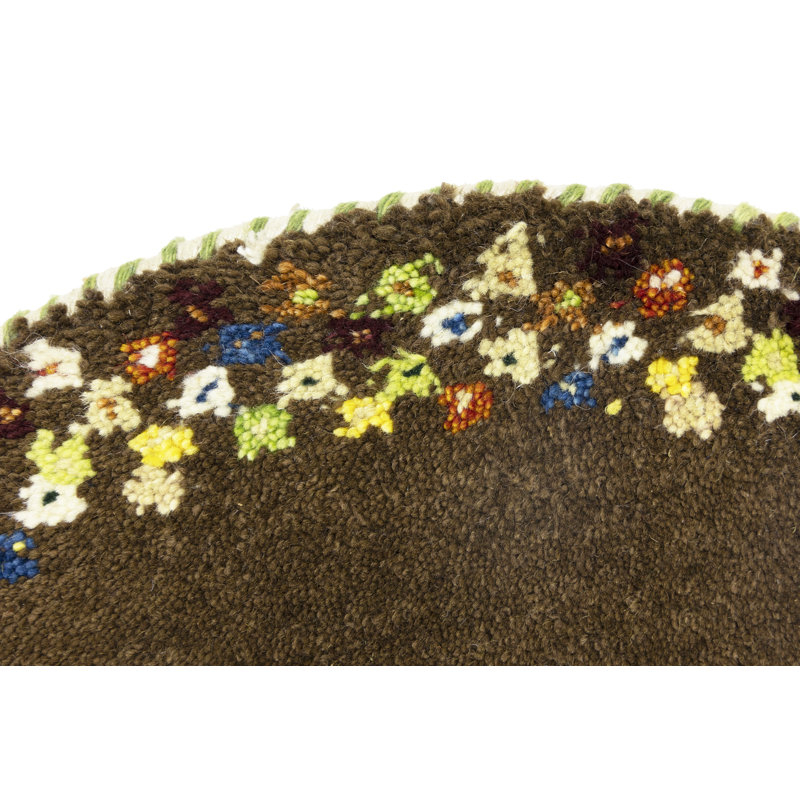 Hinojos Brown Pictorial Small 2X2 Handmade Indo-Gabbeh Oriental Round Rug