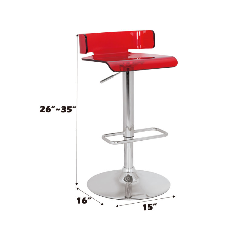 Kail Swivel Adjustable Height Counter Stool with Metal Frame, Red