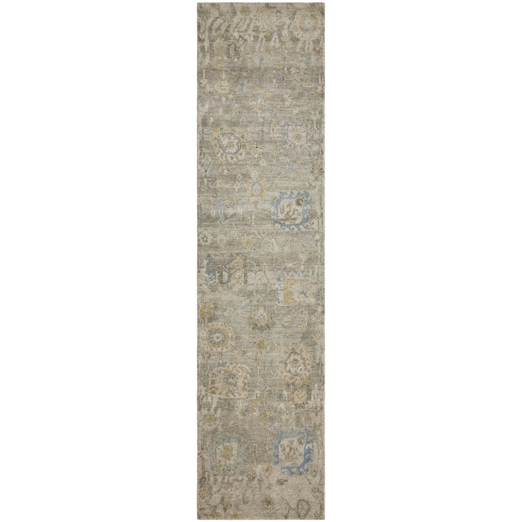 Stigall Hand Knotted Wool Area Rug in Brown