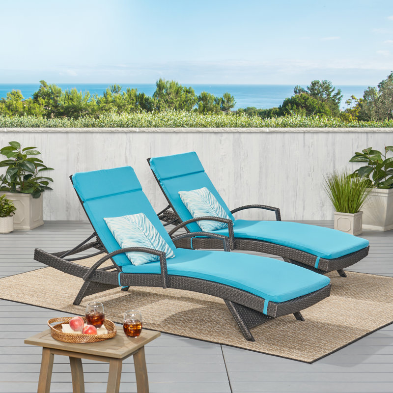 Blaise Outdoor Chaise Lounge Set , Cushion Included, Blue