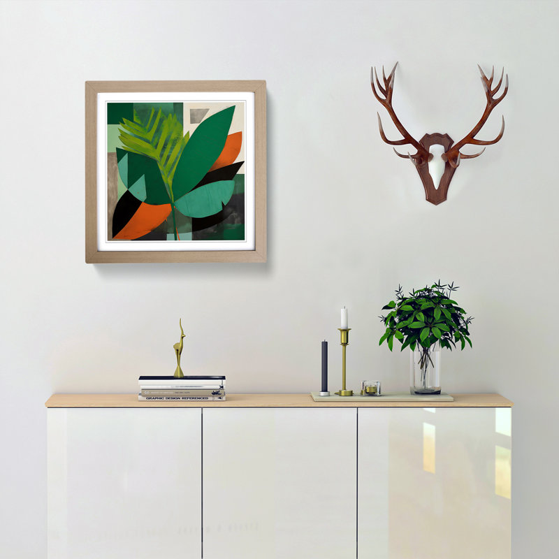 Tropical Leaf Suprematism No.3 - Framed Print, Oak