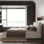 Élégant très grand lit crème avec tête de lit en velours, structure de tête de lit plateforme en bois et métal-215757736