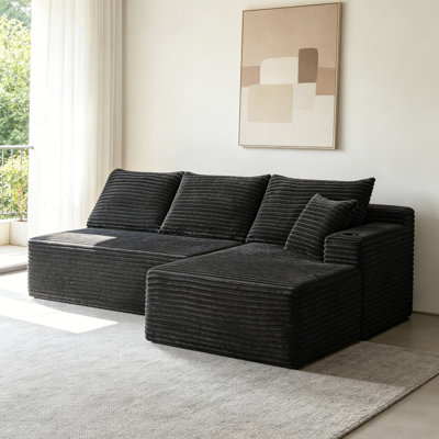 Canapés modulaires modernes à compression, canapé en forme de L en peluche de 96 pouces pour la maison