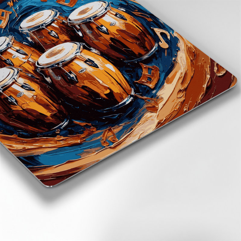 «Music Bongo Drums», art mural en métal brun, H 16 po x l 16 po