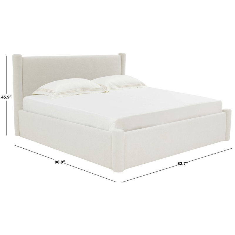 Dart Upholstered Bed, White, King