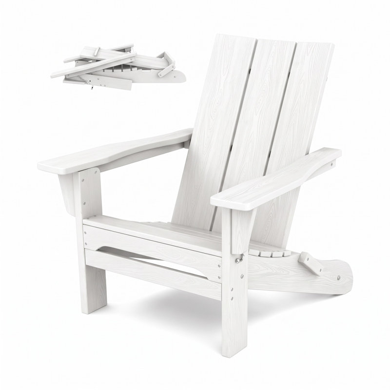 Bruce HDPE Folding Adirondack Chair, White