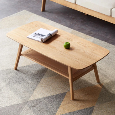 NRLBSC Solid Wood Four Leg Coffee Table with Storage