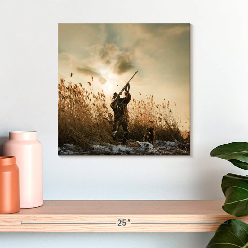 Duck Hunter And Dog, 16" H x 16" W