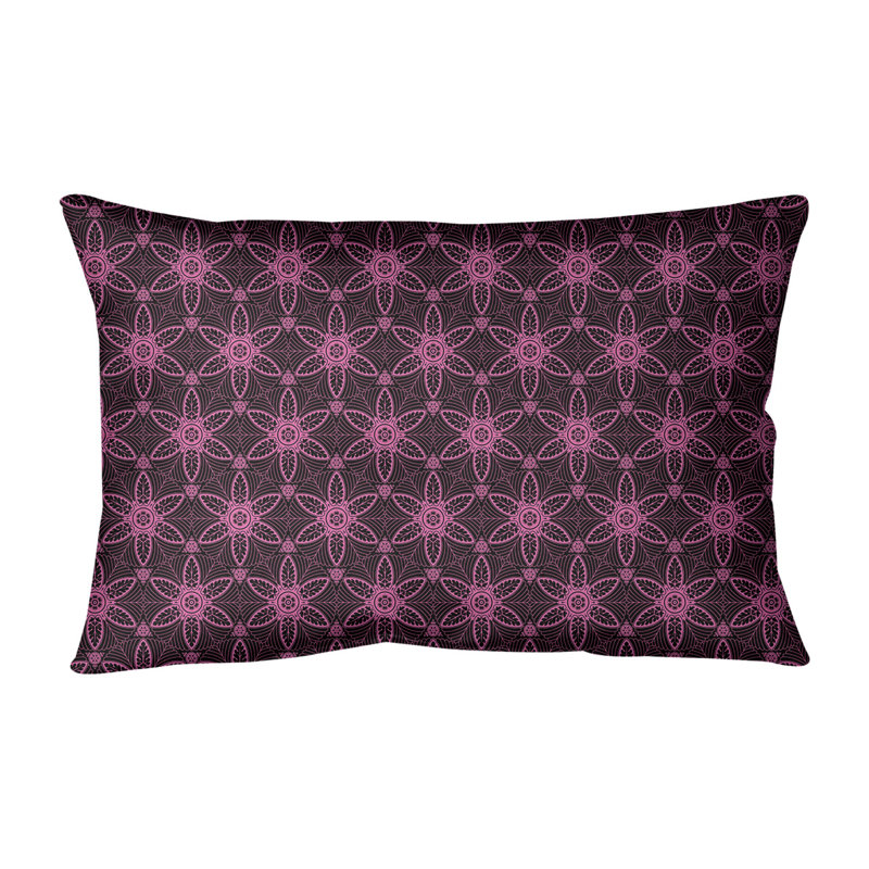 Coussin lombaire en coton Katelyn Elizabeth, Noir / Rose, Pas de bourre