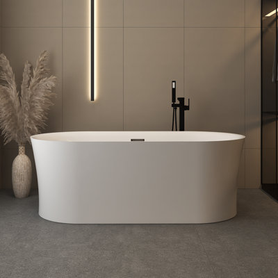 67" Freestanding Soaking Acrylic Bathtub