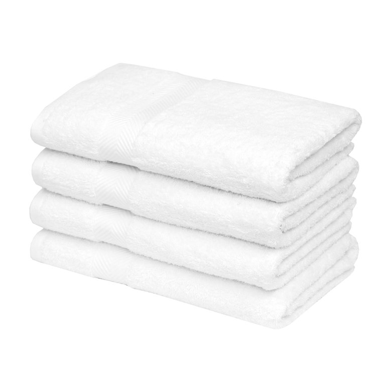 Resort Collection Soft Bath Towels | 28x55 Luxury Hotel Plush & Absorbent Cotton Bath Towel Large [4 Pack, White]