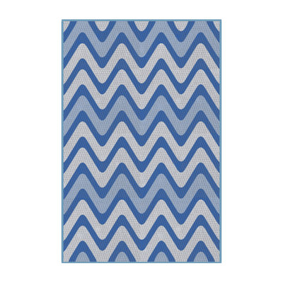 Chevron bleu/blanc/Tapis décoratif gris
