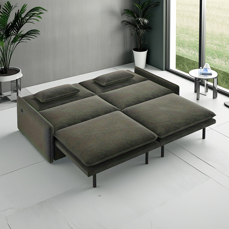 Canapé-lit convertible 4 places en chenille 4 places - Canapé Cloud avec rangement, port USB et coussin 2 en 1 gris foncé
