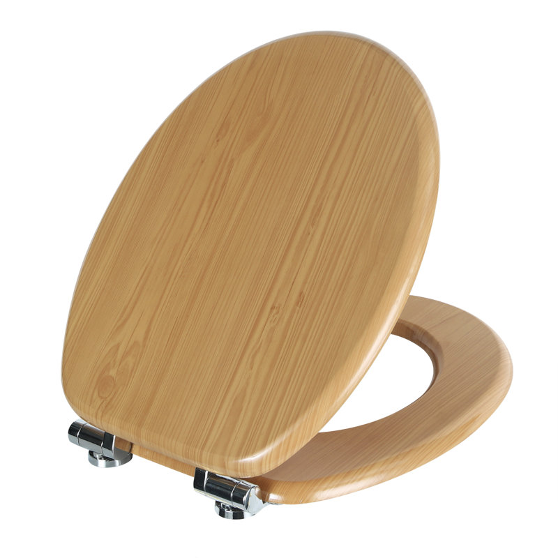 East Urban Home Premium Toilet Seat Toilet Seat With Soft Close, MDF Wood Core, Softclose Hinge, Antibacterial, Design Decor
