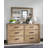 Torrance 68" Wide Aged Driftwood Coastal Casual Six Drawer Dresser with Integrated Power