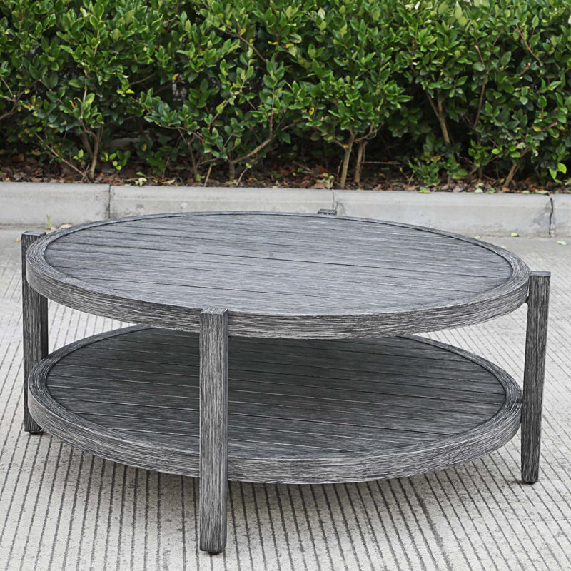 Table basse ronde à lattes en aluminium