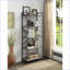Bibliothèque industrielle 5 tablettes 23 "x 13" chêne antique et gris sable | Gris, chêne | Métal, bois synthétique