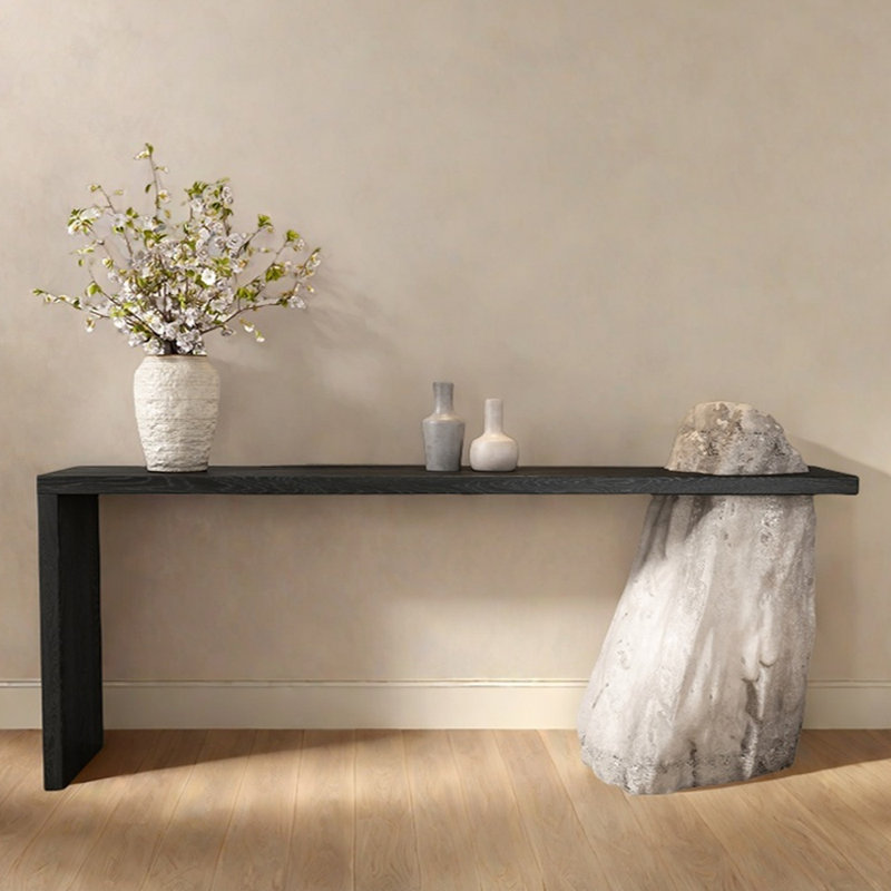 Console en bois massif de style chinois, H 31,5 po x l 78,7 po x P 13,8 po