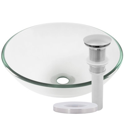 Lavabo de salle de bain vasque circulaire en verre trempé transparent