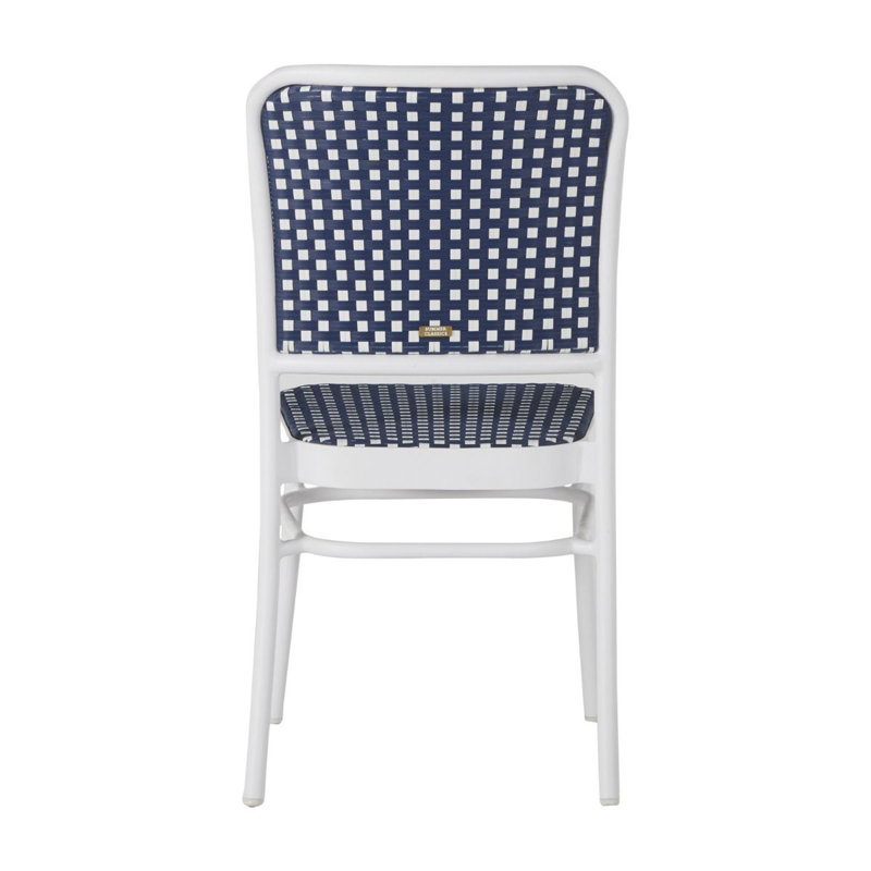 Parc Stacking Patio Dining Side Chair, Chalk and White & Navy