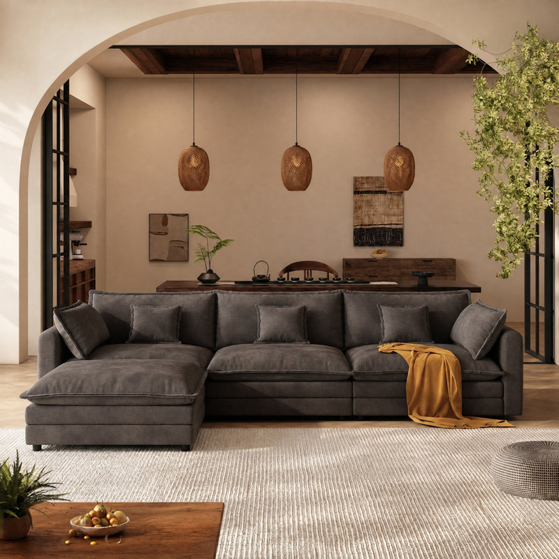 Canapé modulaire en L 113,77 po Comfy, Grey