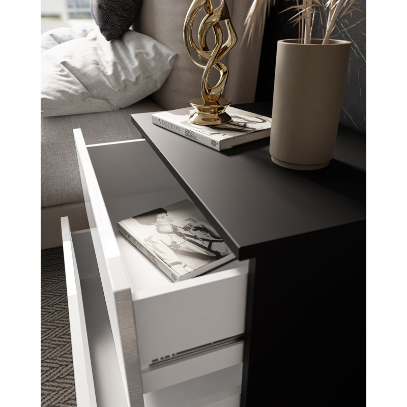 Varonique 2 Drawer Bedside Table, Black/White