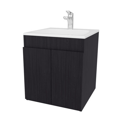 - Meuble-lavabo de salle de bain fini avec conception à deux portes et rangement imperméable et classique, profondeur de produit de 18,3 po, évier sans couture, espace caché, sophistiqué moderne, hauteur de 20,8 po