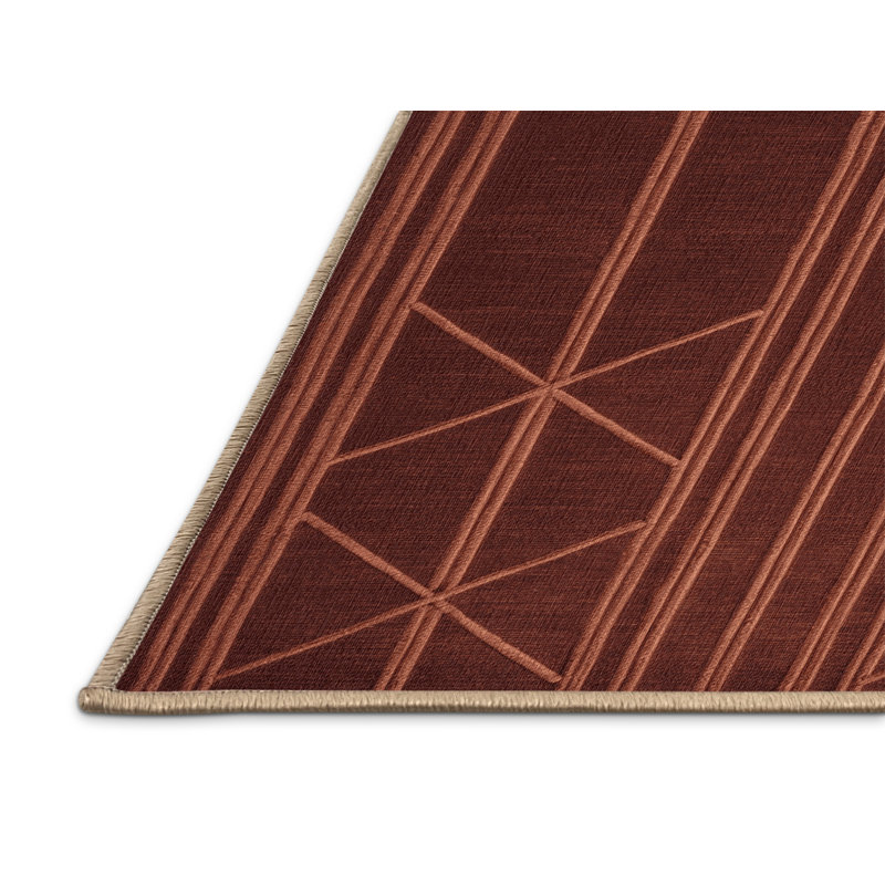 Tapis brun treillis lavable à la machine, Rectangle 5 pi x 7 pi