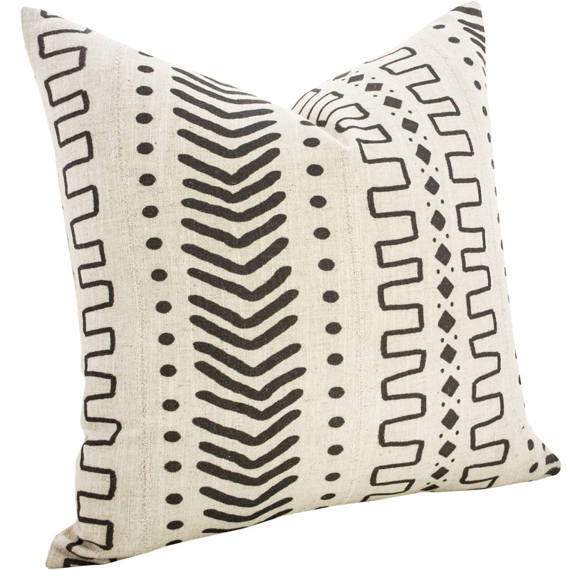 Mud Cloth Feather Down Throw Pillow