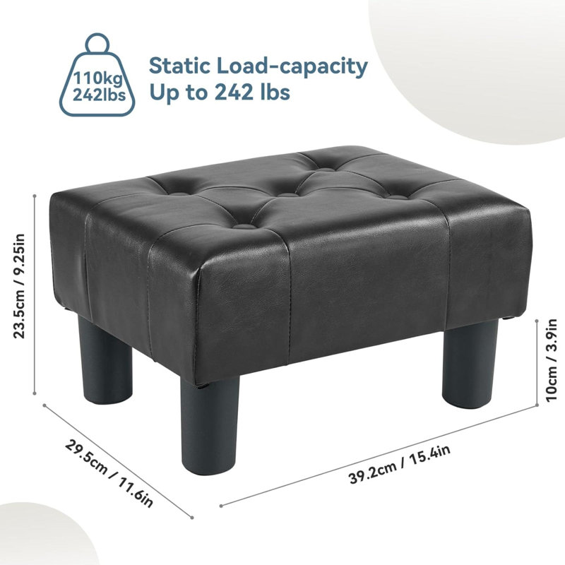 Ethlyn Solid Wood Accent Stool, Black
