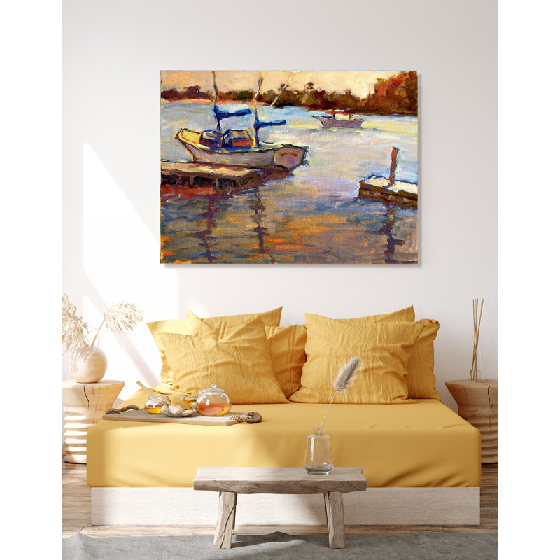 Funky Sailboat - Artist Enhanced Canvas Print, 36" H x 48" W x 2" D, Unframed