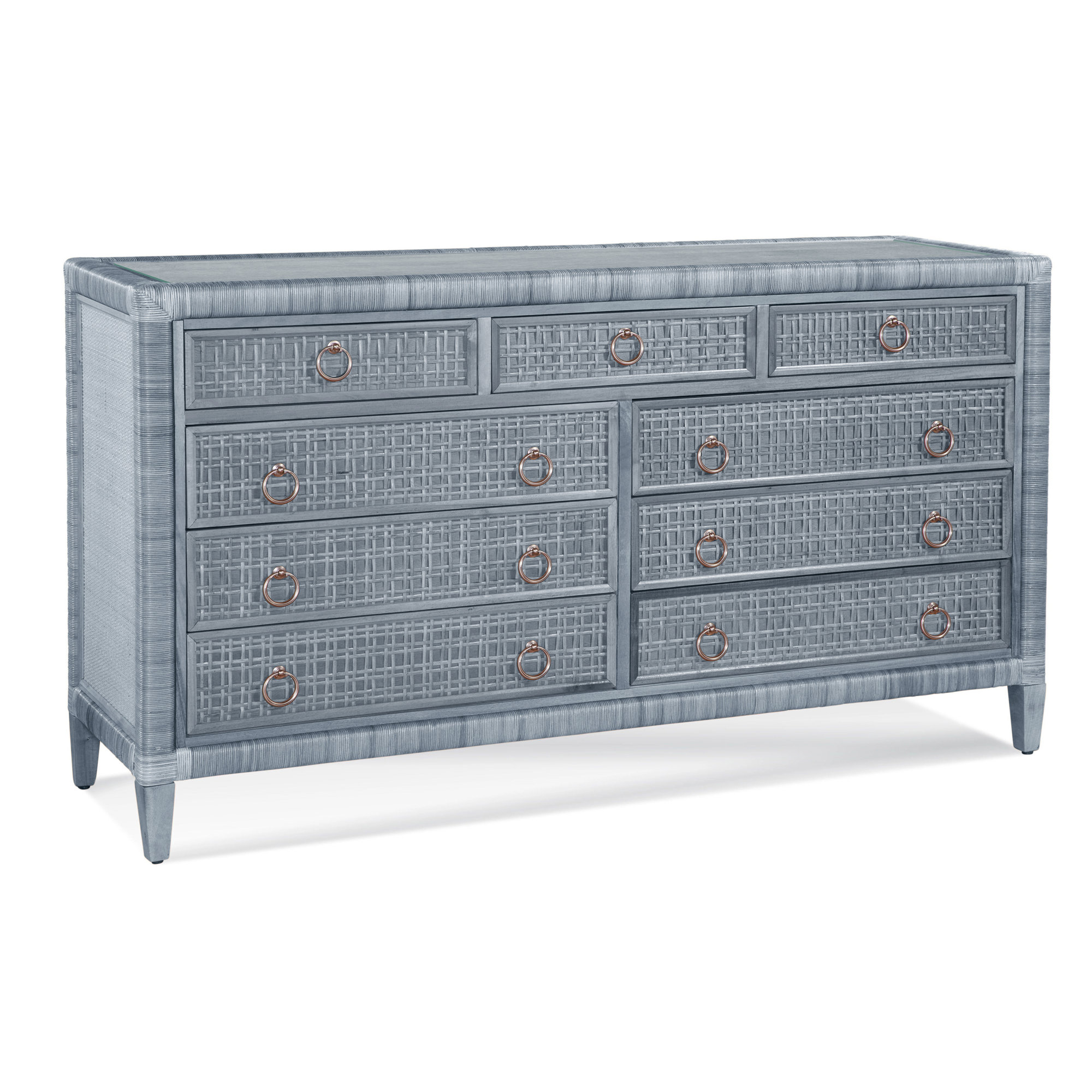 Monterey 9 Drawer 64'' W Dresser, Sea Glass, Yes, Brass