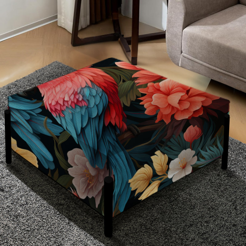 Perroquets tropicaux à couleurs tropicales - grand repose-pieds carré animal