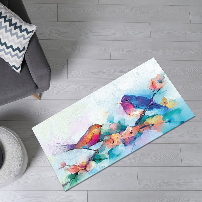 Non-Woven Soft Printed Rug with Intricate Floral Pattern Perfect for Enhancing Your Home Decor, Rectangle 2' x 2'11"
