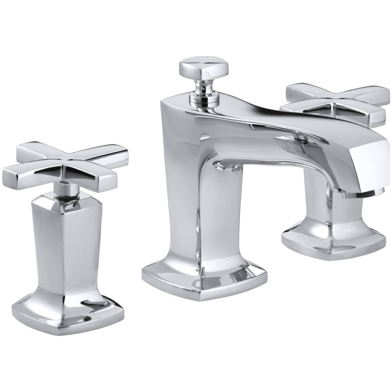 Widespread Bathroom Sink Faucet with Cross Handles, Polished Chrome