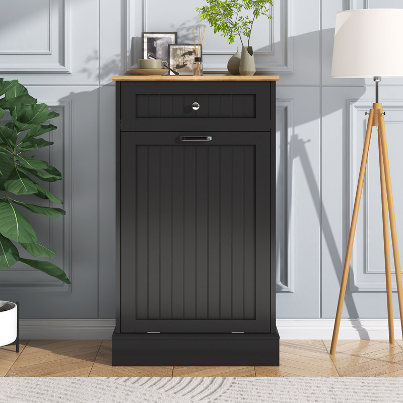 Poubelle en bois manufacturé (10 gallons), Noir