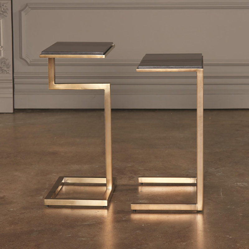 Marble Nesting End Table, Brass