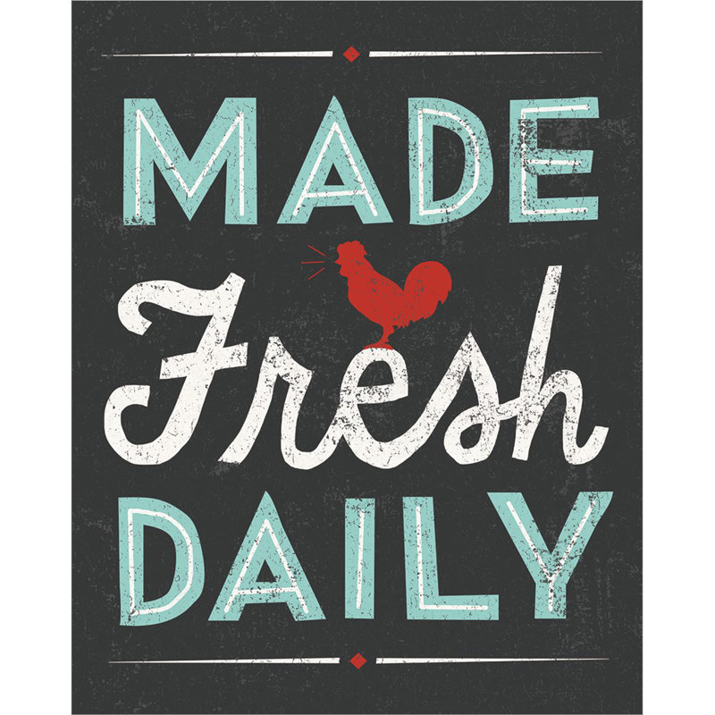 «Retro Diner Made Fresh Daily» par Michael Mullan, art mural sur toile, H 20 po x l 16 po x P 0,75 po, Toile tendue