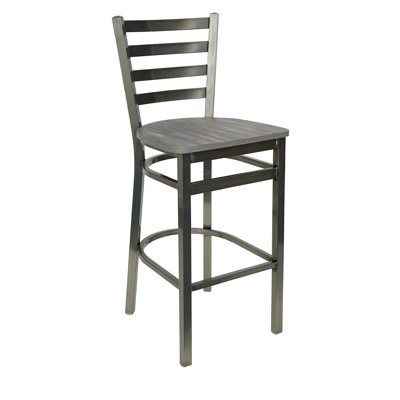Lima Ladder Back Barstool - Chestnut Relic Seat - Steel Frame - Clear Coat Finish