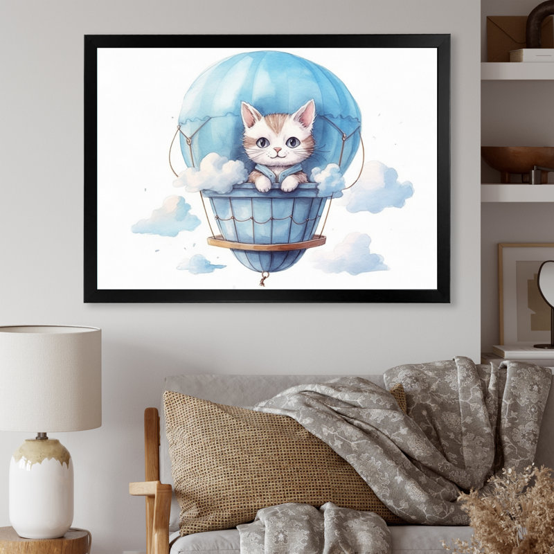 «Nursery Kitten Cuddles I», reproduction sur toile, H 12 po x l 20 po x P 1 po, Cadre photo noir