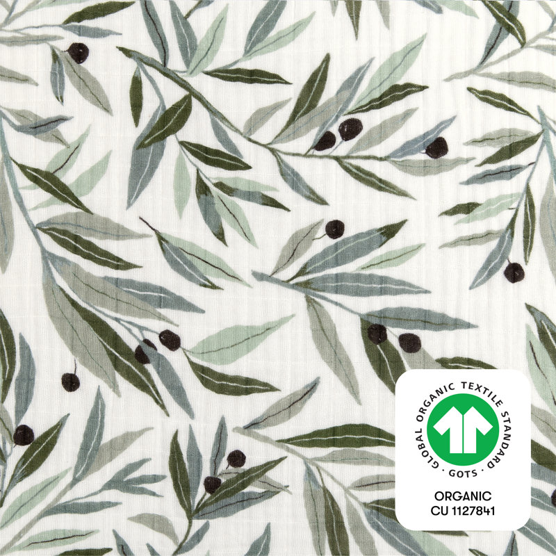 Olive Branches Muslin Mini Crib Sheet