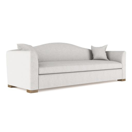 Horatio Camelback Taper Curved-Arm Sofa, Box Weave Linen Alabaster, 33" H x 96" W x 36" D, Weathered